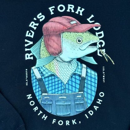 Pre-order: Iconic River's Fork Lodge Fish Man Hoodie (Black)