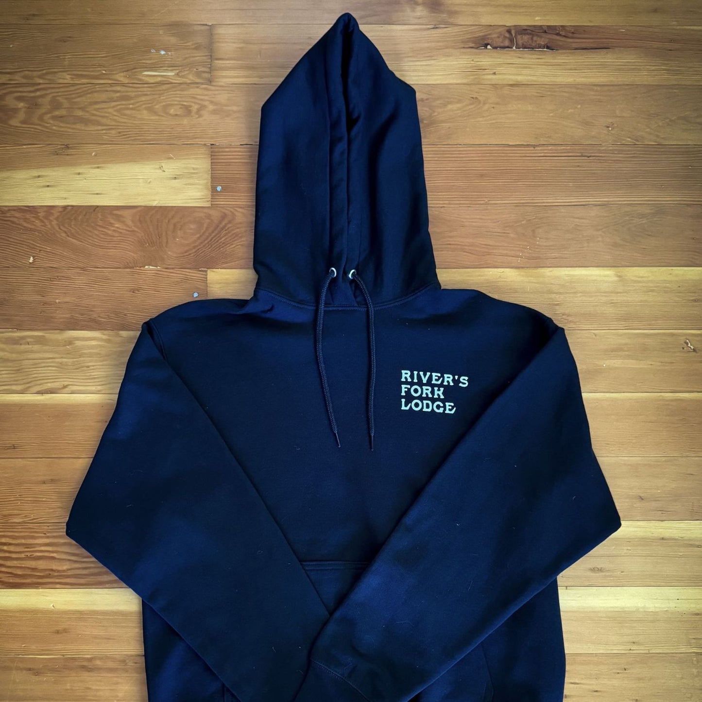 Pre-order: Iconic River's Fork Lodge Fish Man Hoodie (Black)